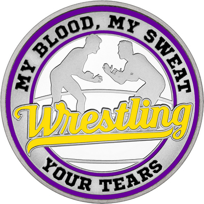 Yellow "Wrestling" with Purple Outer Circular Borders